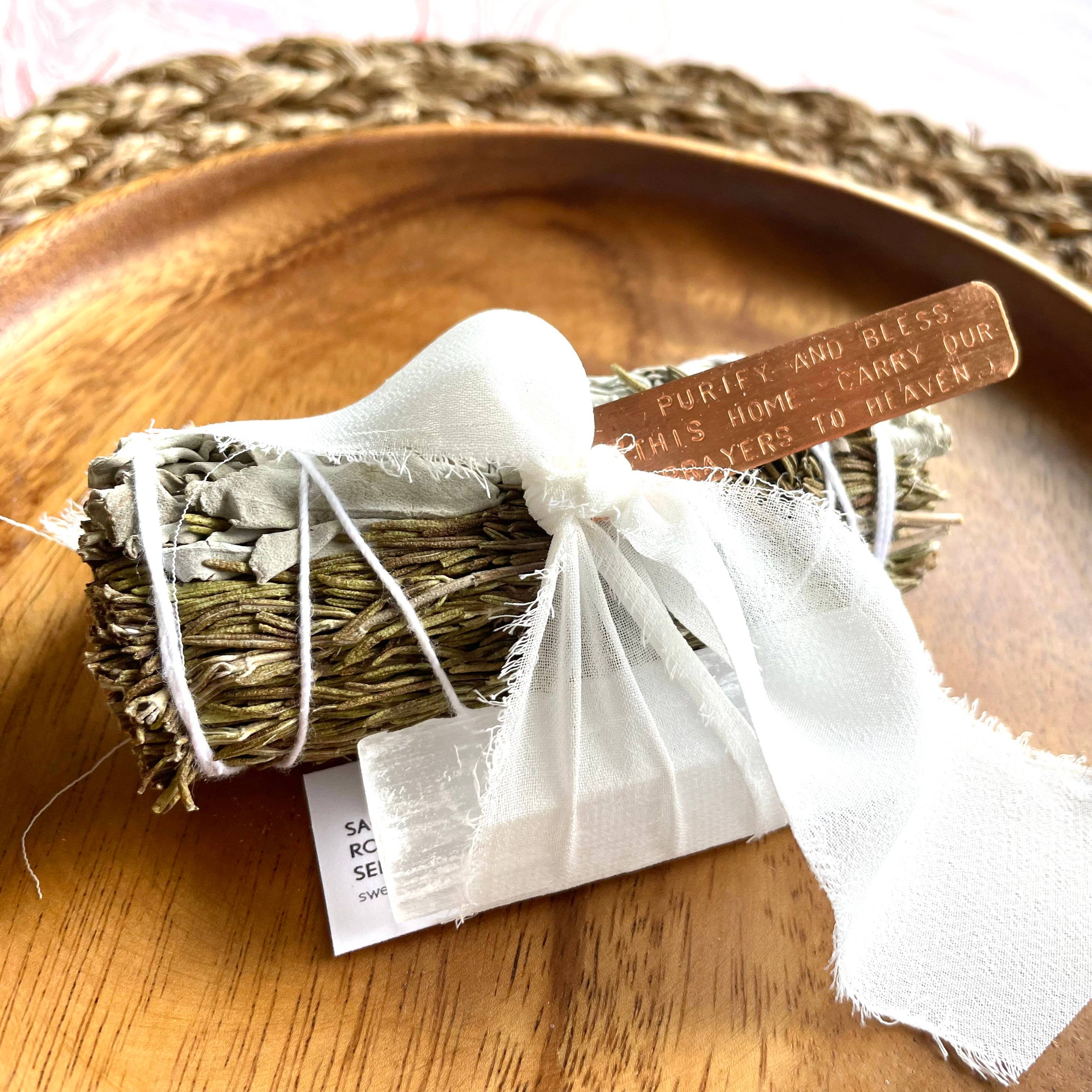 Sage & Rosemary Smudge + Selenite Bundle