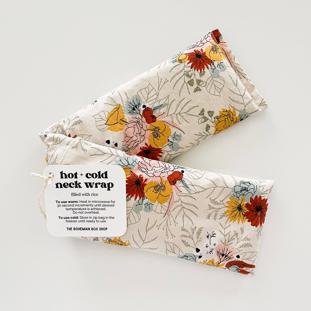 Hot & Cold Therapy Neck Wrap - Ivory Florals