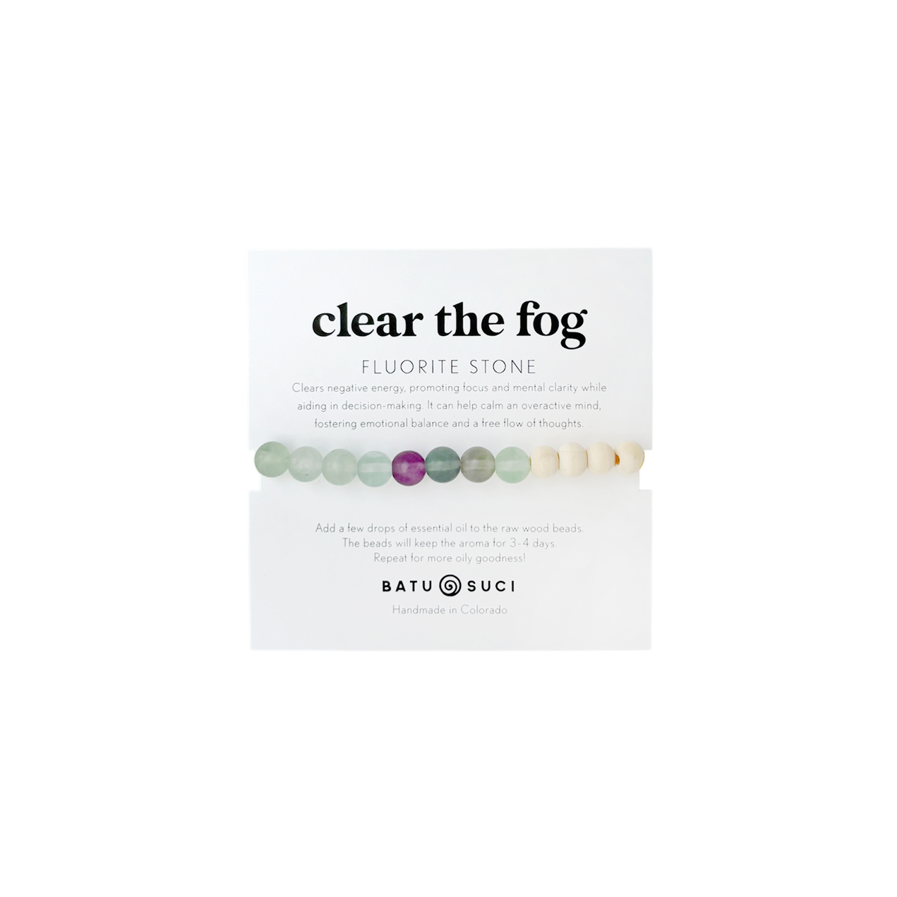 Clear The Fog Diffuser Bracelet  |  Fluorite + Aromatherapy